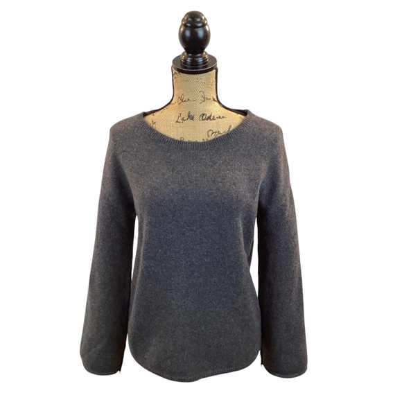 Nordstrom’s Cashmere Crew Neck Sweater Bell Sleeves Gray - Picture 8 of 8